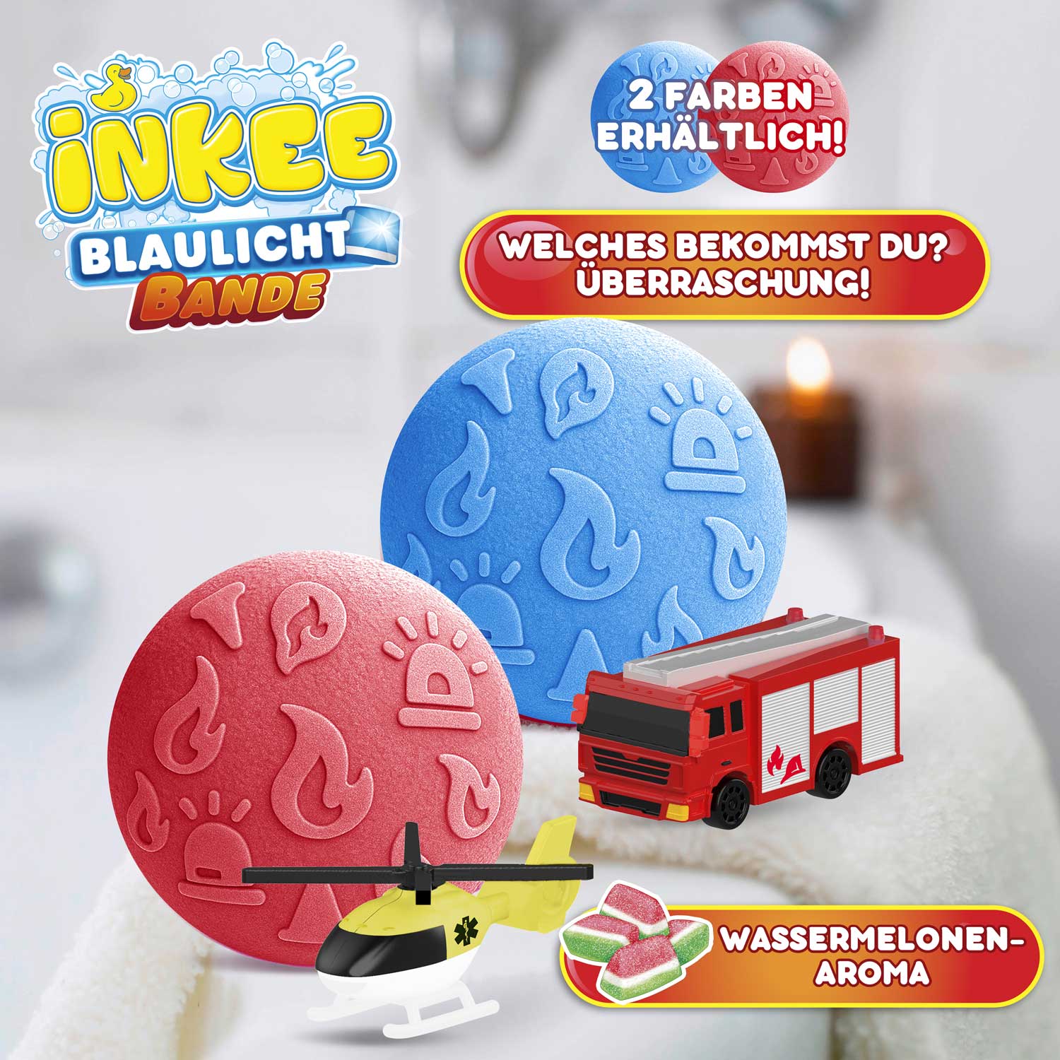 INKEE - Blaulicht Bande Überraschungs-Badekugel