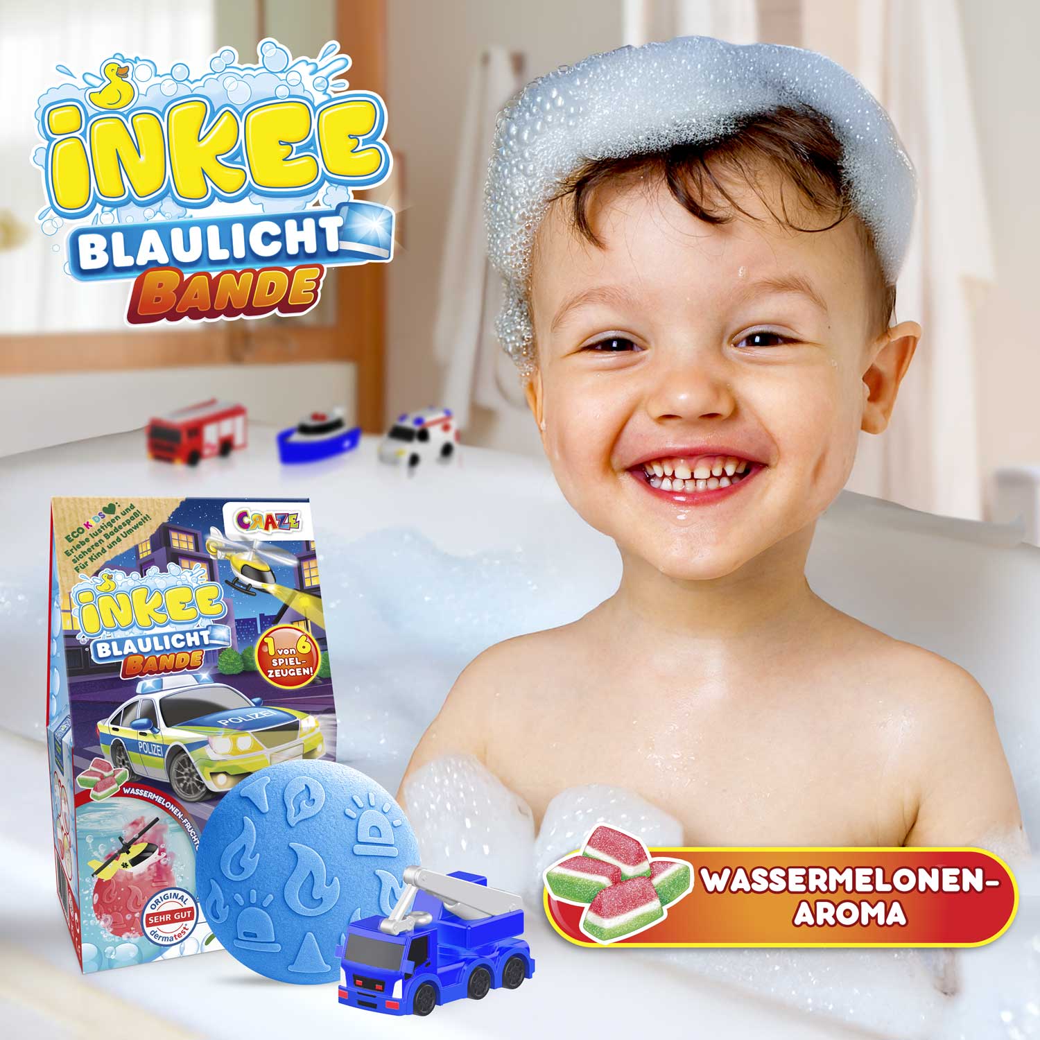 INKEE - Blaulicht Bande Überraschungs-Badekugel