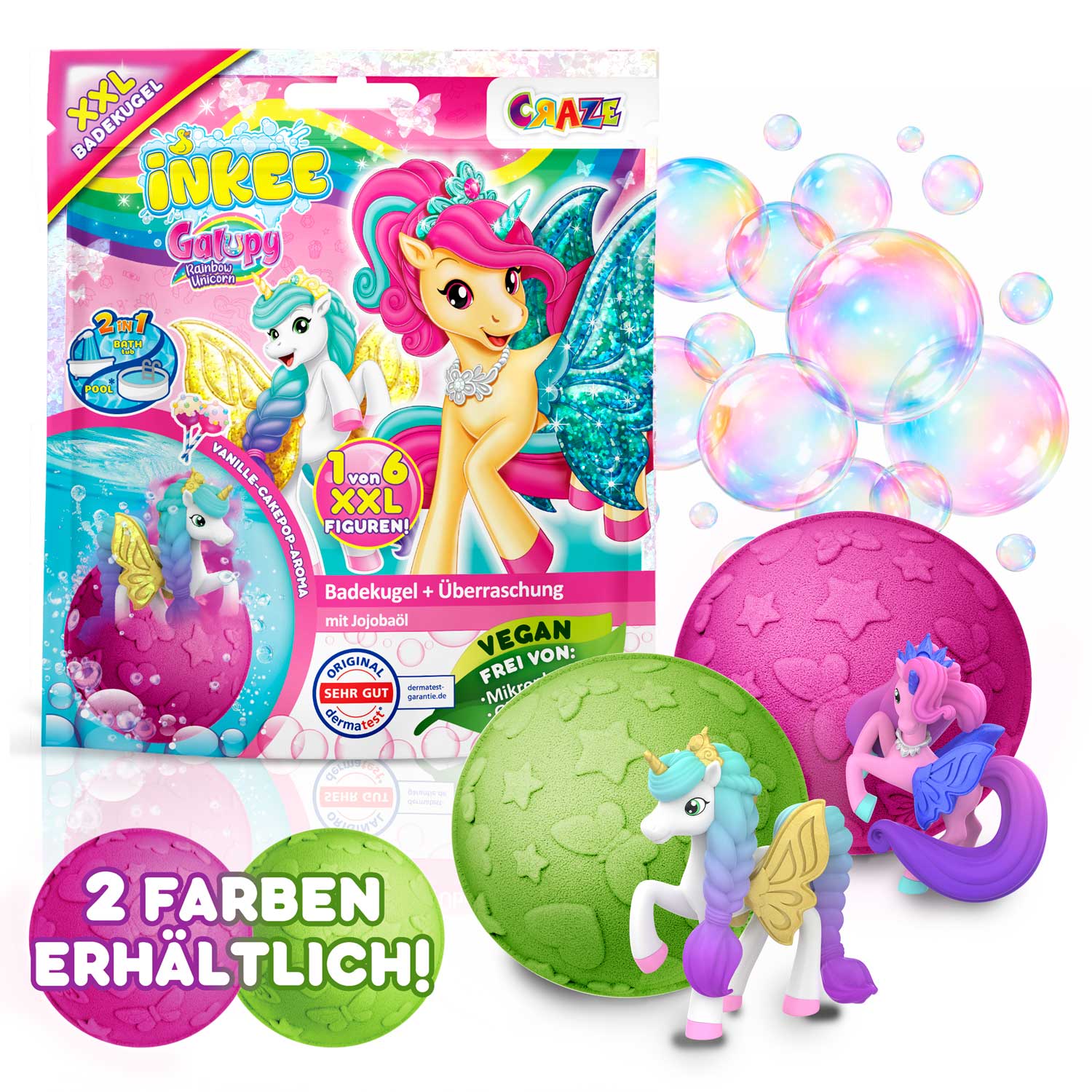 INKEE - GALUPY RAINBOW UNICORN Überraschungs-Badekugel XXL